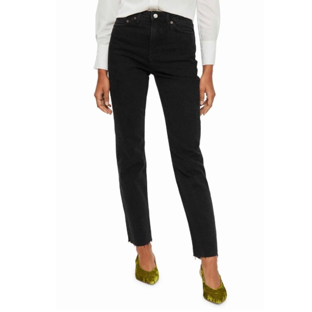 Topshop high waisted straight leg raw hem jeans 28 - Picture 2 of 9